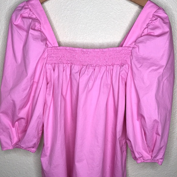H&M Pink Poplin Puff Sleeve Blouse Size Small - Picture 11 of 12